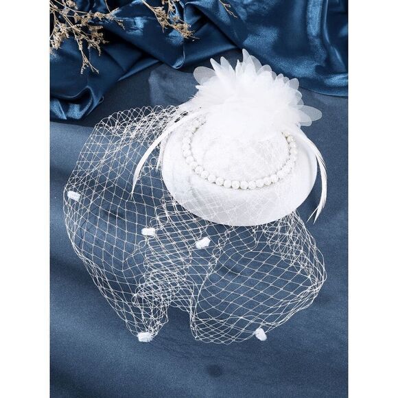 2PCS Pinup Retro Vintage Classy 1950s White Hat Gloves Accessories Set NEW - Picture 15 of 16